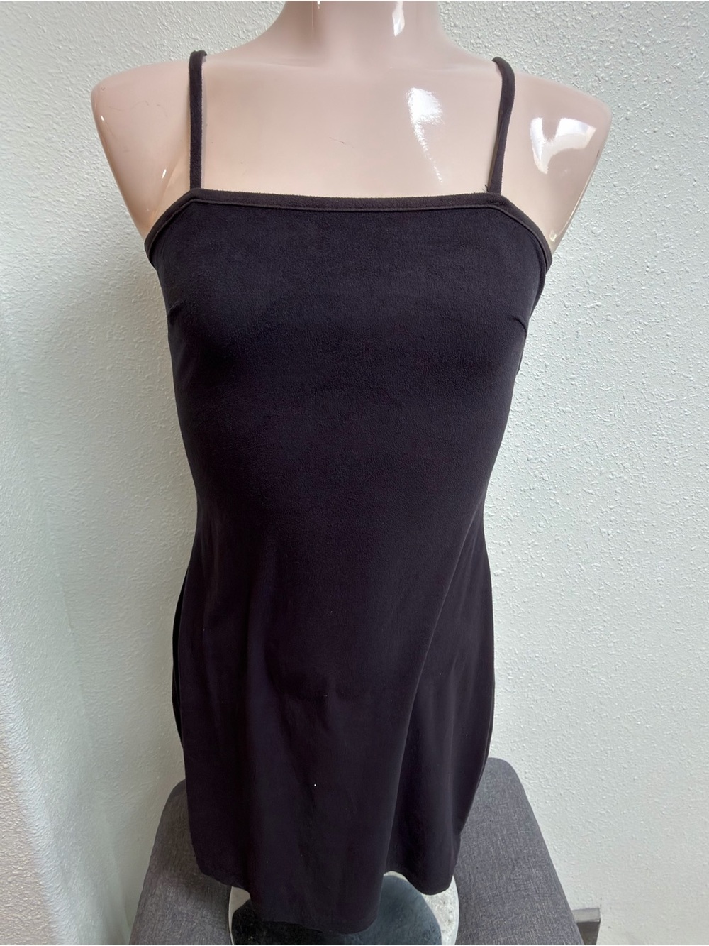 OOTD Fashion Black Square Neck Spaghetti Strap Mini Dress Small